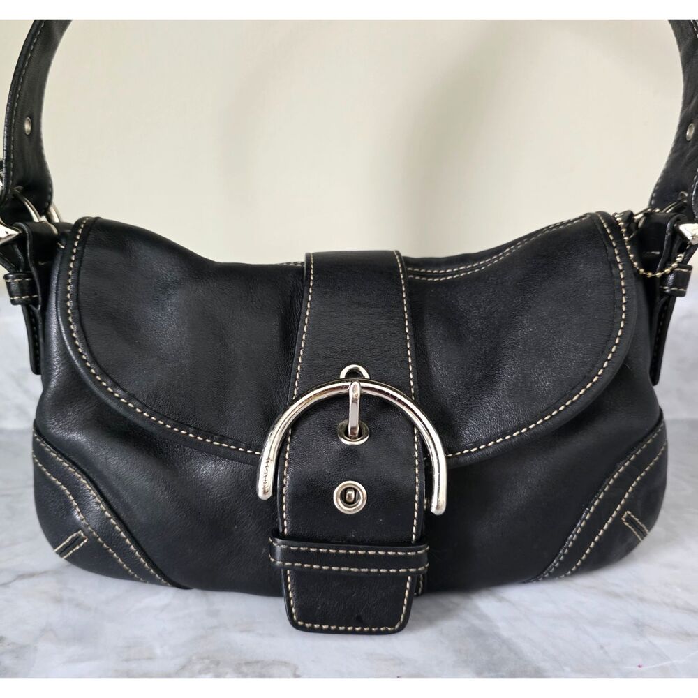 Vintage Coach Soho 9247 Black Leather Y2K Shoulder Bag Cool Girl Downtown - Picture 3 of 15